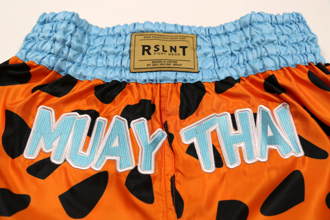 New York Muay Thai Shorts (Blue / Orange / White) – RSLNT Fight Wear